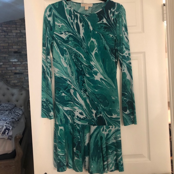 Michael Kors Dresses & Skirts - Stunning Michael Kors green marbleized dress
